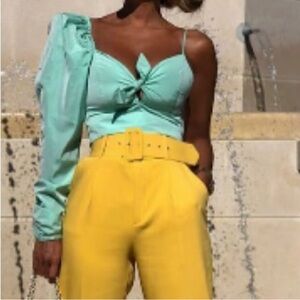 NWT Zara Limited Edition Puff Sleeve One Shoulder Crop Top Size Small